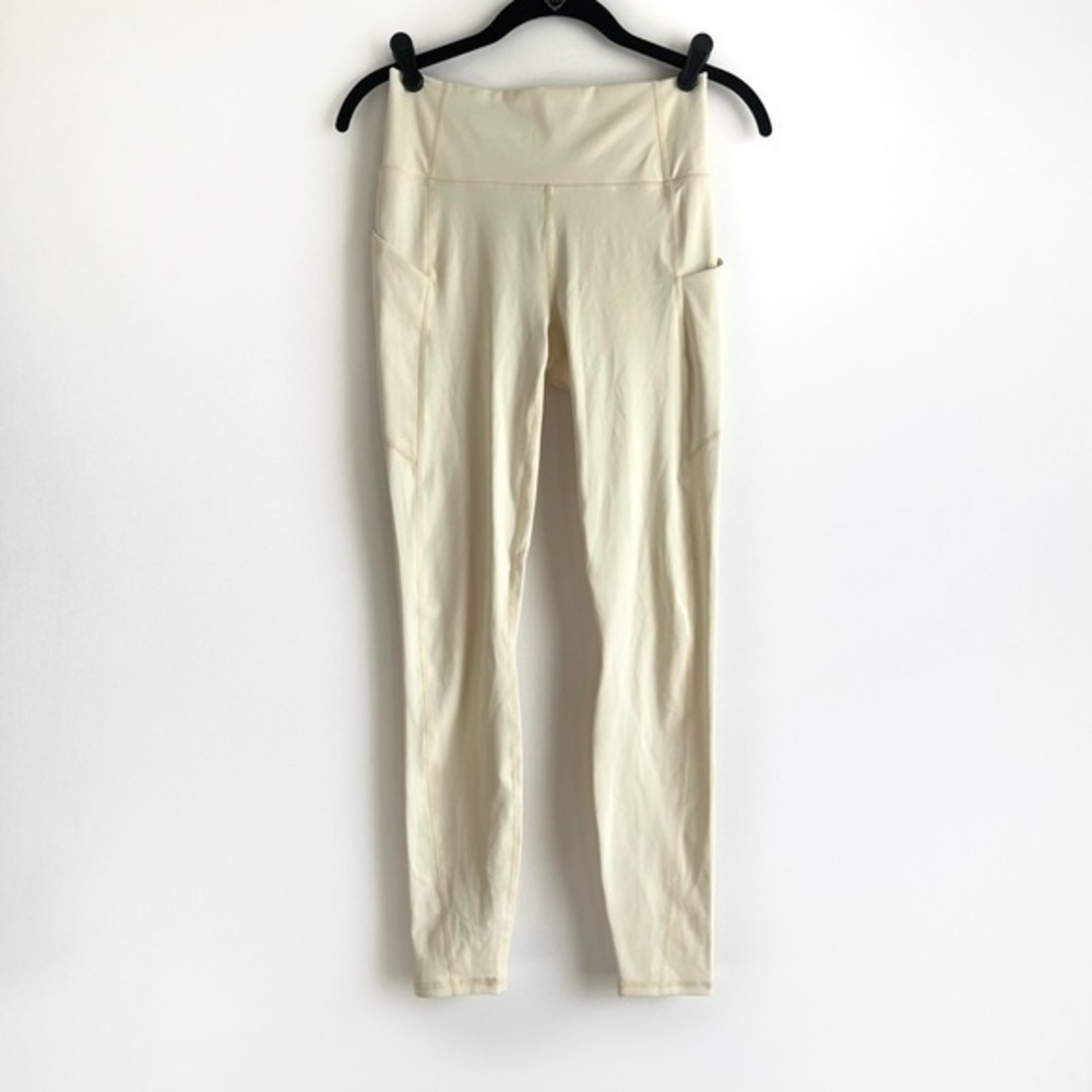 Fabletics Pale Yellow Oasis High-Waisted Leggings with Side Pockets Size Small